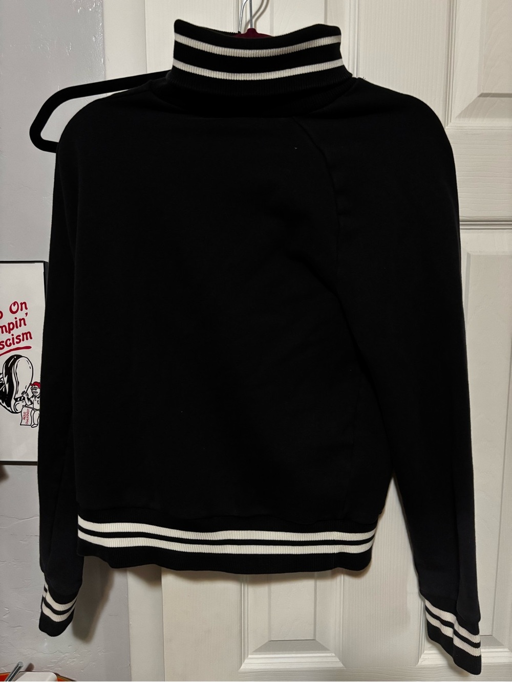Murano Black Turtleneck Sweater with White Stripes